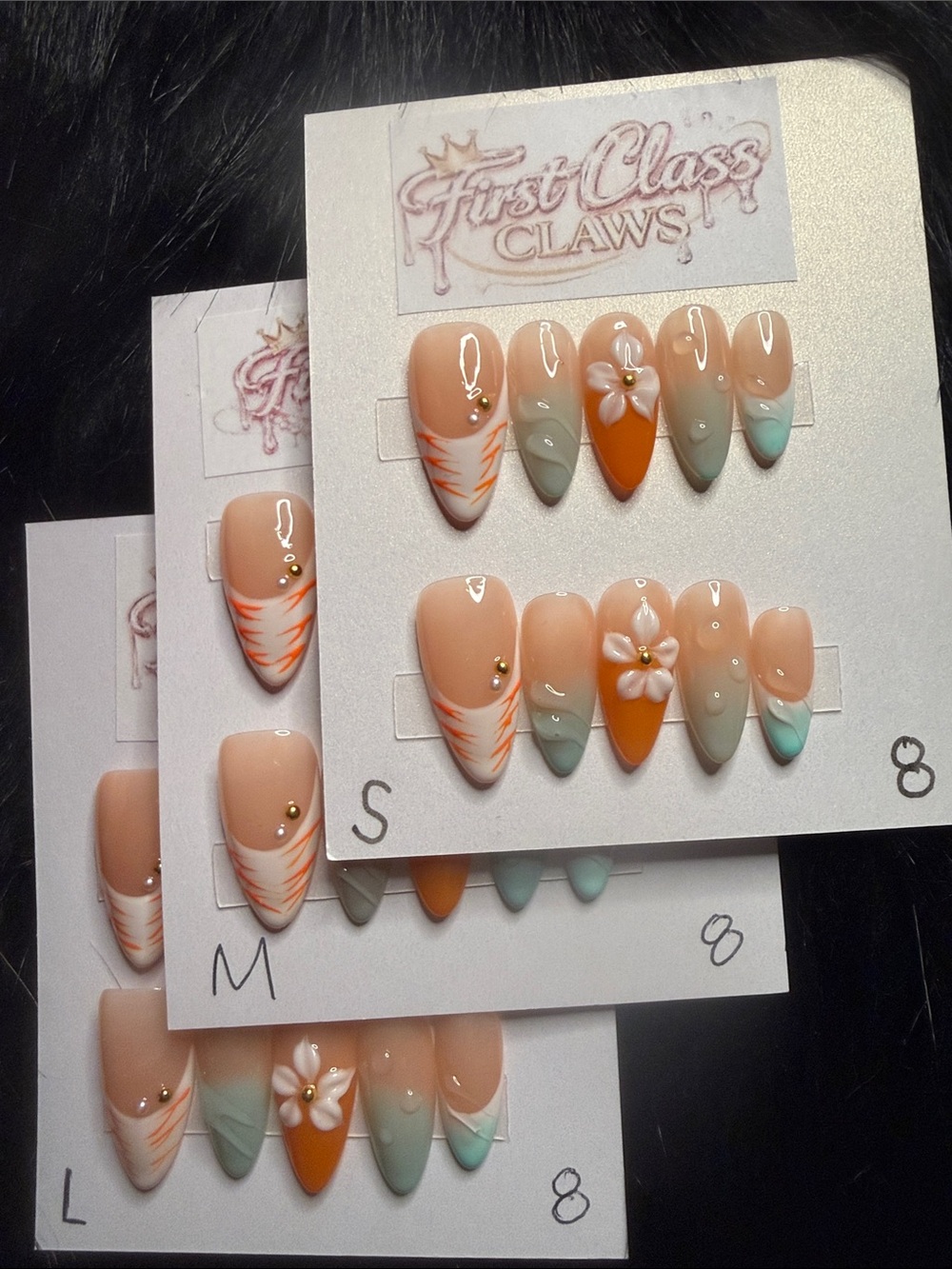 Peach Ombre Floral Press-On Nails
